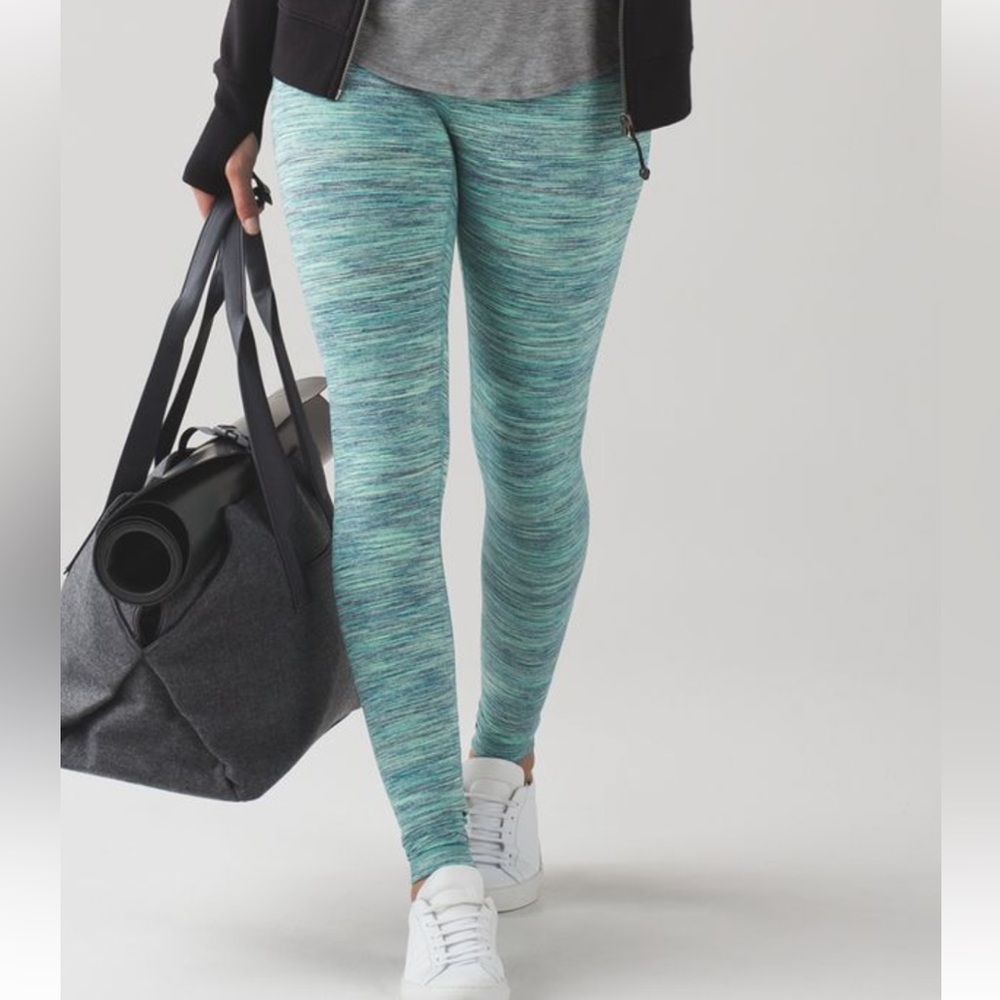 Lululemon Wunder Under Pant Hi-Rise inSpace Dye Camo Alberta Lake Fresh Teal. 6.